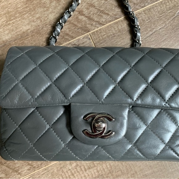 Chanel Lambskin mini rectangular in grey - Picture 1 of 14
